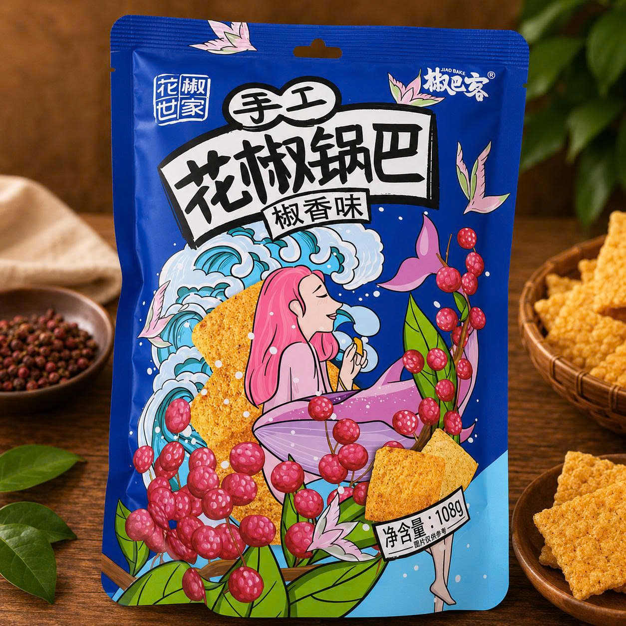 Bim bim cơm cháy hoa tiêu siêu giòn xanh