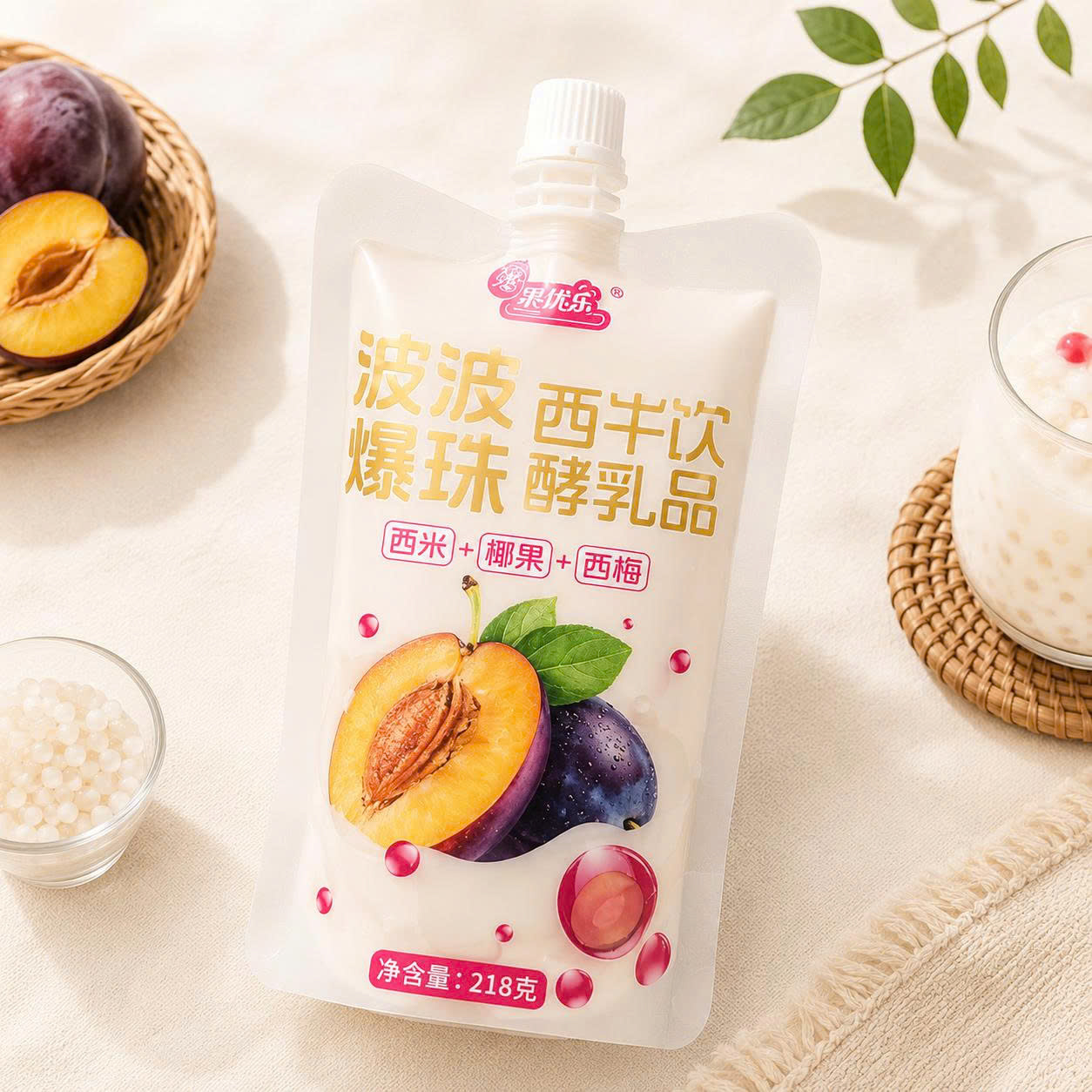 Thạch sữa uống hương mận