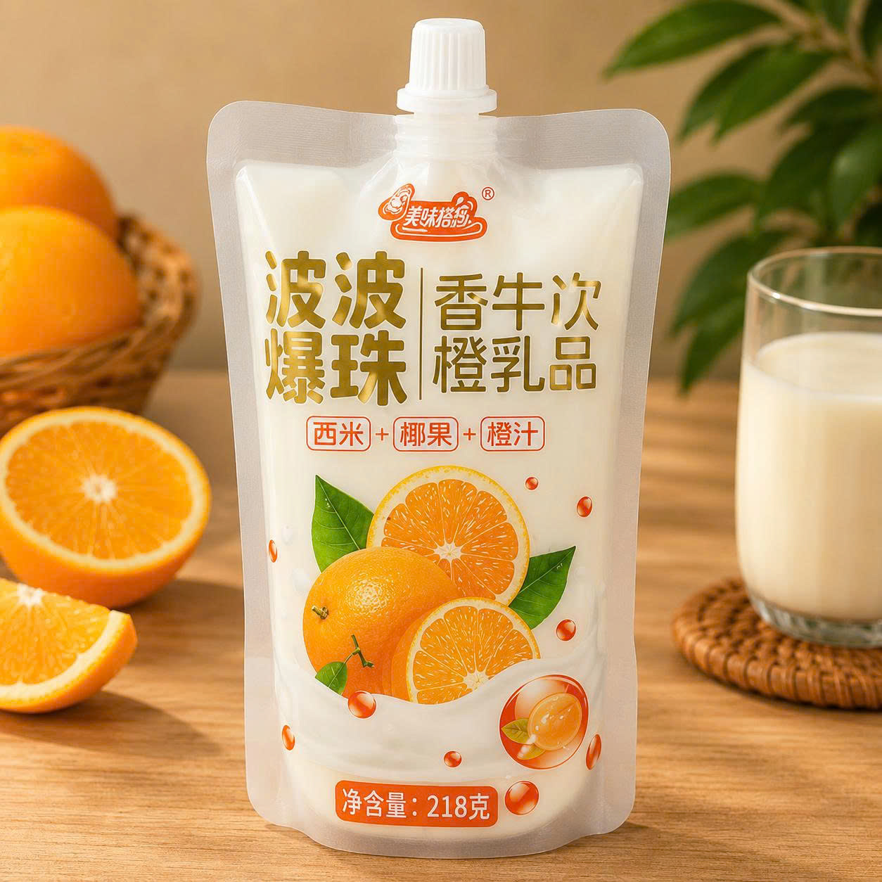 Thạch sữa uống hương cam